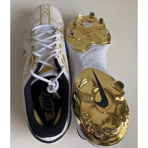 Nike Alpha Huarache Elite 3 Low PRM Gold Baseball Cleat CV3553-101 Men's Size 15 - Picture 8 of 9